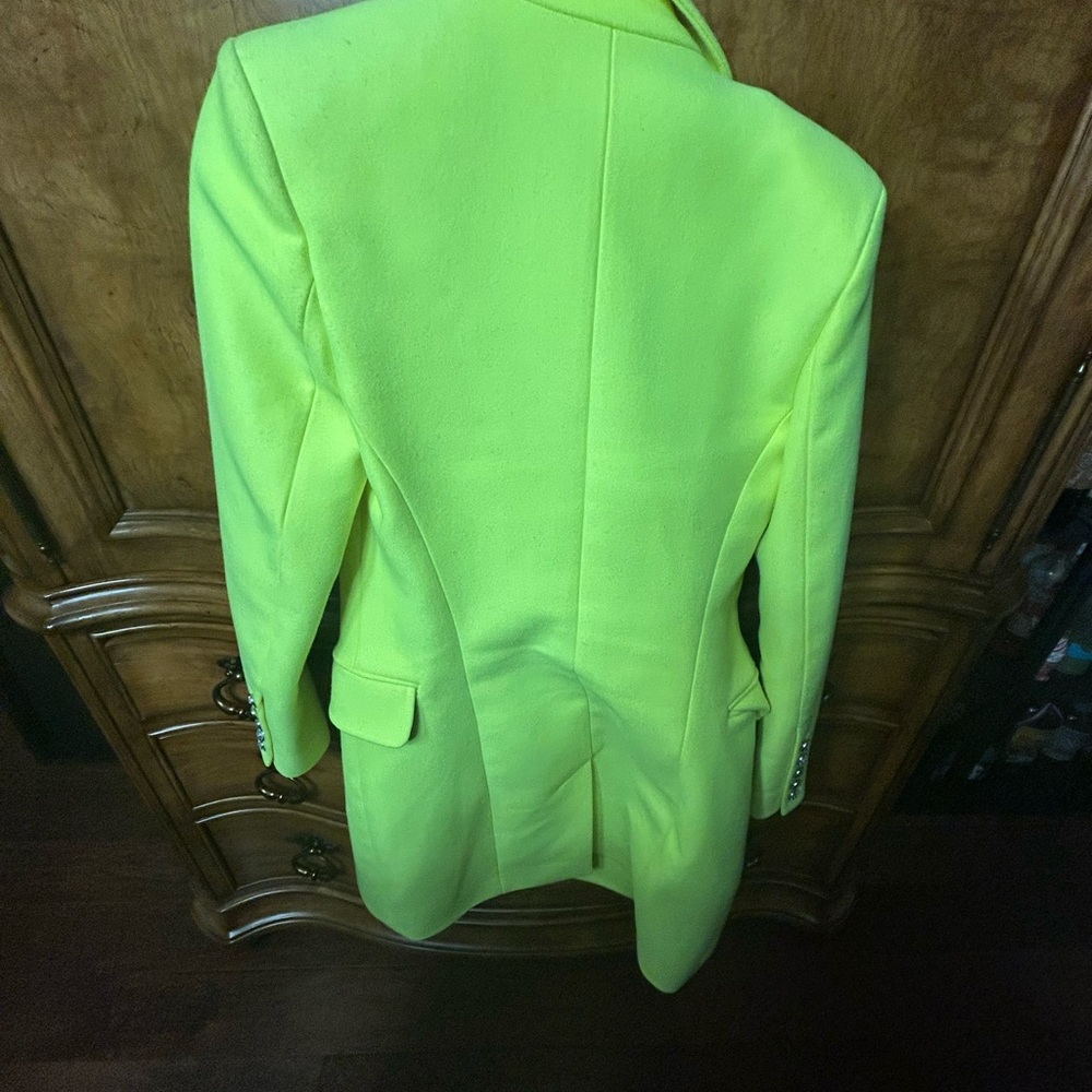 Balmain Neon Yellow Double-Breasted Coat - Picture 7 of 7
